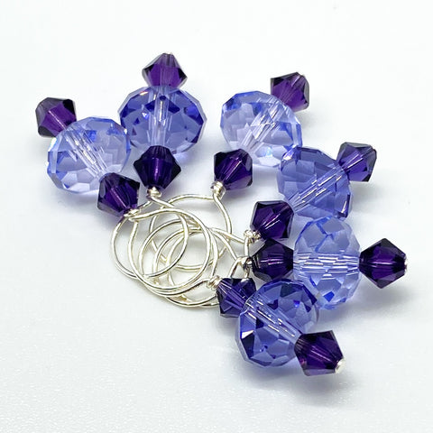Swarovski Crystal Stitch Markers - Provence Lavender/Mauve and Purple Velvet