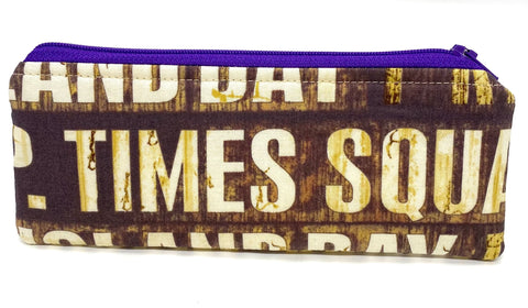 Accessory Bag - The Wee - New York Signs with Purple Zipper