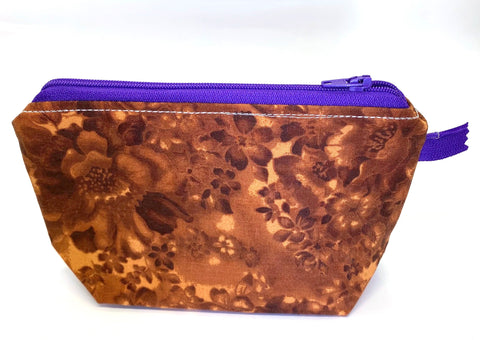 Accessory Bag - The Wedge - Grandma's Couch/Purple Zipper