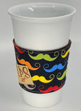 Reversible Cup Cozy - Mustaches & Chocolate