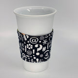Reversible Cup Cozy - Mustaches & Punctuation